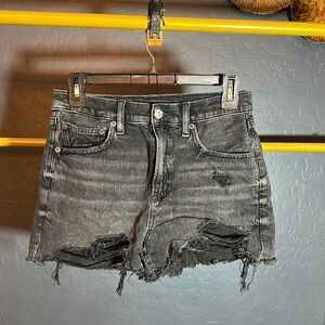 American Eagle Outfitters Black Distressed‎ Jean Shorts